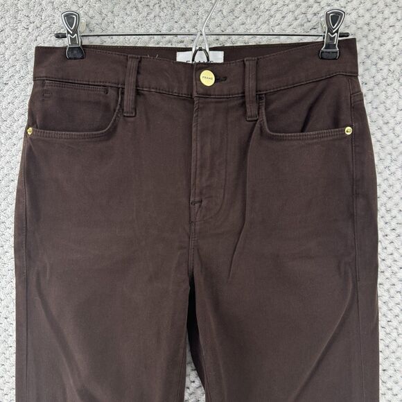 FRAME Pants Women 27 Brown Le High Skinny Crop Mid Rise Soft Stretchy 5 Pockets - Picture 3 of 16